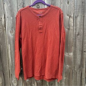 EUC ETA Henley Sweatshirt Mens L Relaxed Fit Burnt Orange Hippie 100% Cotton